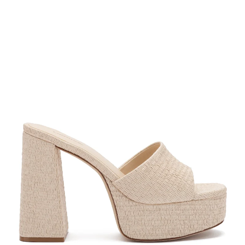 Dolly Mule In Natural Raffia Neon - Accent Sneaker Look  