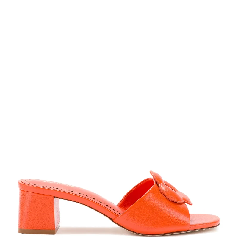 Flora Mule In Orange Leather Rubber - Sole Plimsoll Look  