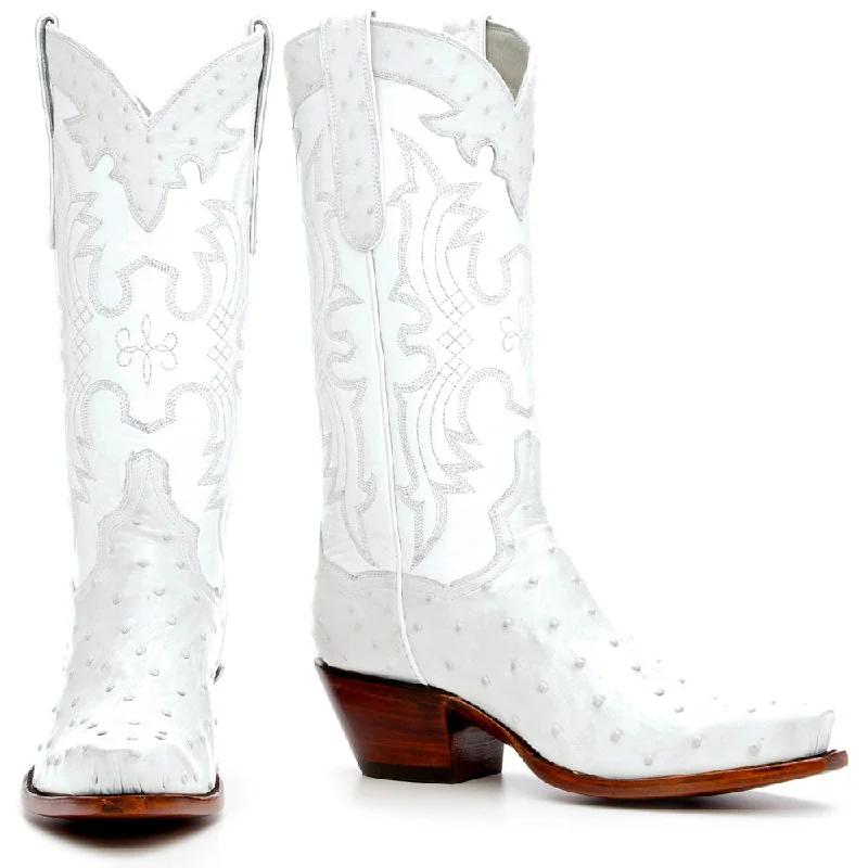 Ostrich 12" - White Art Deco - Inspired Shoe Look  