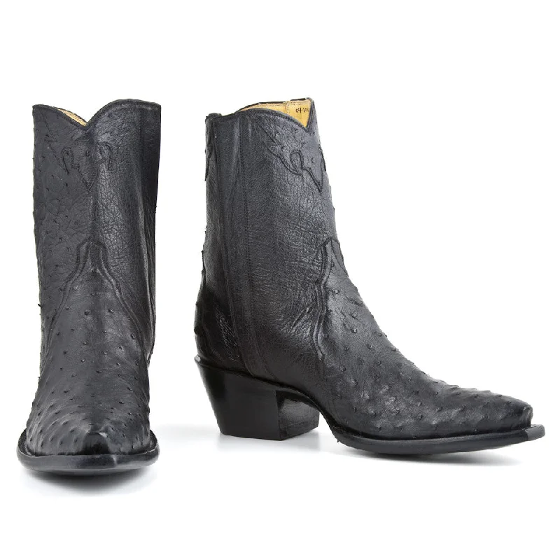 Ostrich Ankle Zipper - Black Camouflage Print Boot Style  