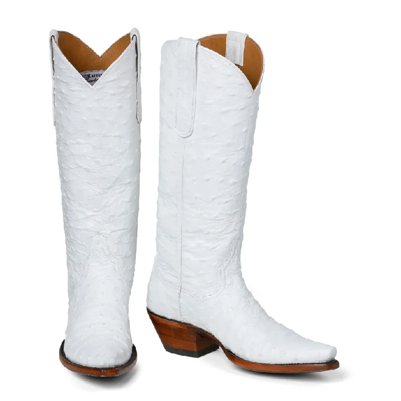Ostrich Full Quill 14" - White Artisan - Crafted Loafer Style  