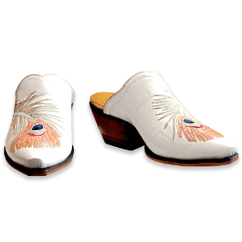 Peacock Mule - White Elastic - Sided Chelsea Look  