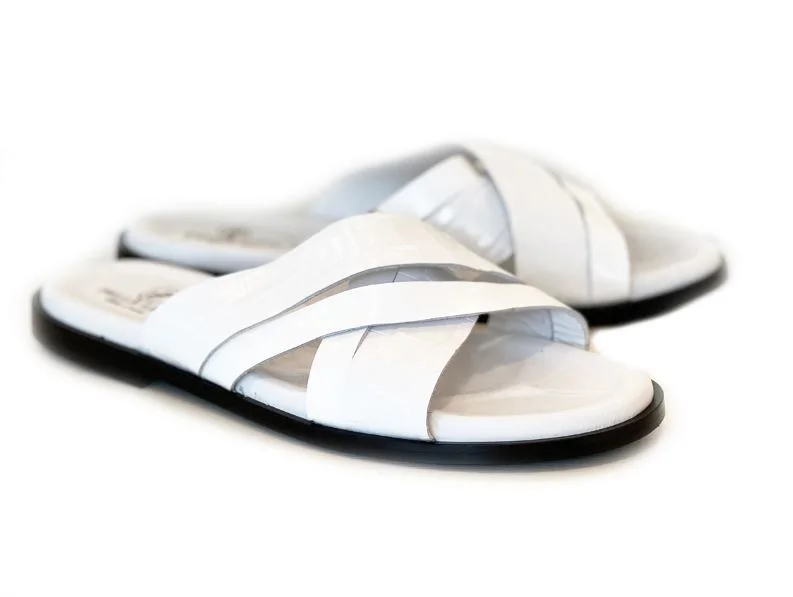 Pelle "Aruba" Slip-On Calfskin Sandal White Cowboy Boot Western Style  