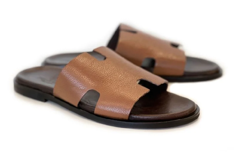 Pelle "Egea" Slip-On Calfskin Sandal Tan Chunky Platform Sneaker Style  