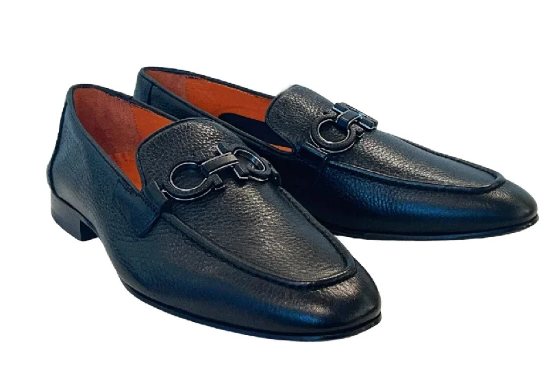 Pelle Pebbled Leather Loafer Black British Gentleman Oxford Style  