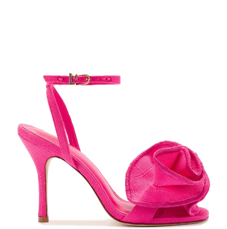 Penelope Ruffle Sandal In Pink Raffia Vintage Oxford Appeal 
