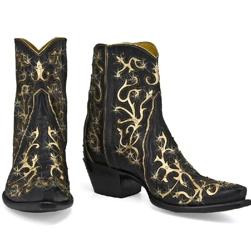 Priscilla + Crystals Ankle Zipper Elastic - Sided Chelsea Look  