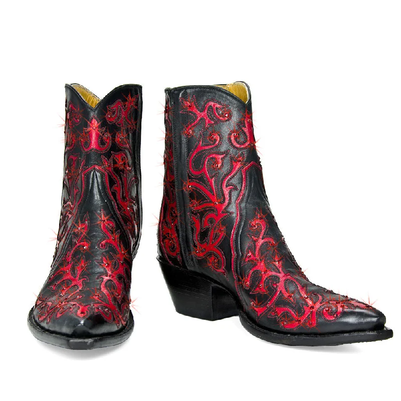 Priscilla + Crystals Ankle Zipper Comfortable Derby Style  