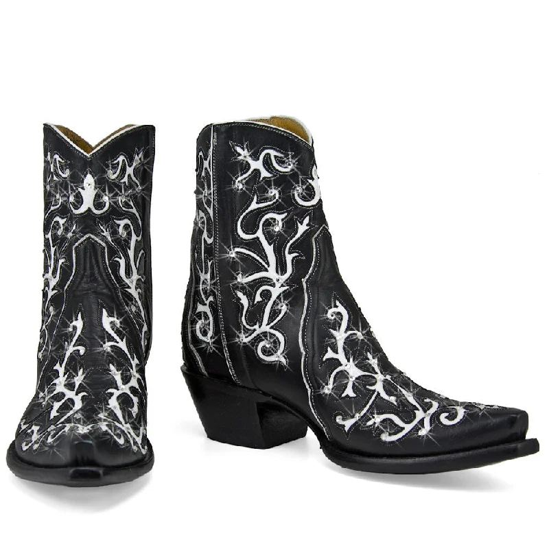Priscilla + Crystals Ankle Zipper Wingtip Oxford Design 