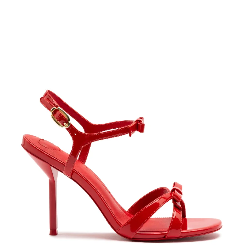 Brooks Sandal In Scarlet Patent Leather Buckle -