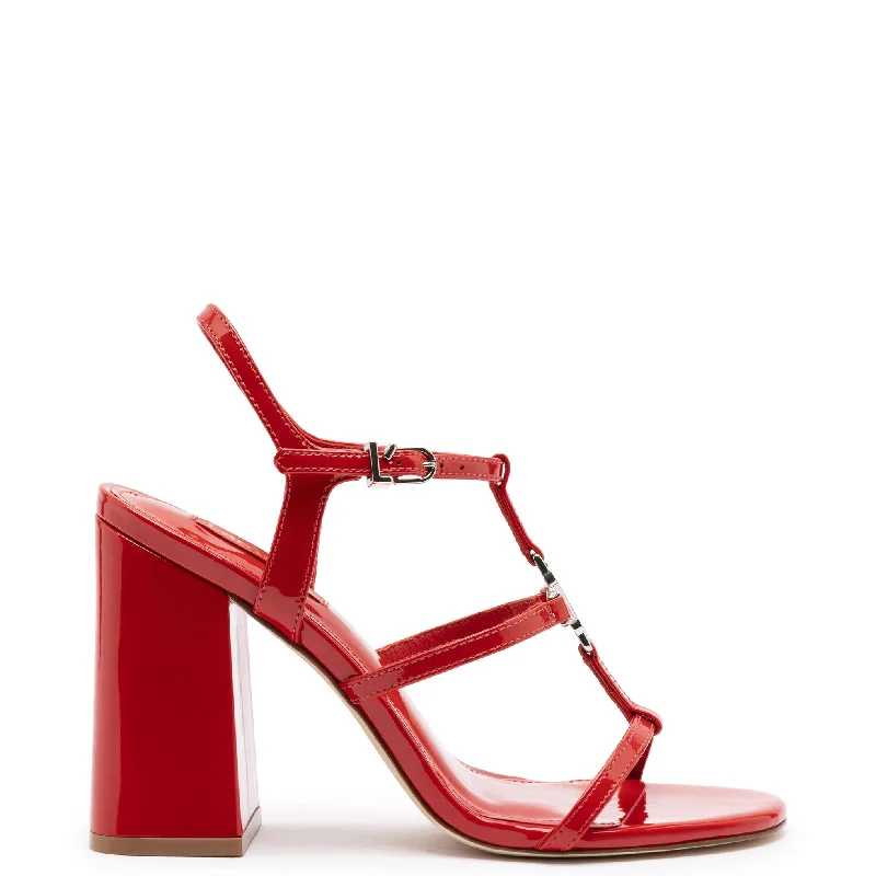 Hana Sandal In Scarlet Patent Leather Rubber - Sole Plimsoll Look  