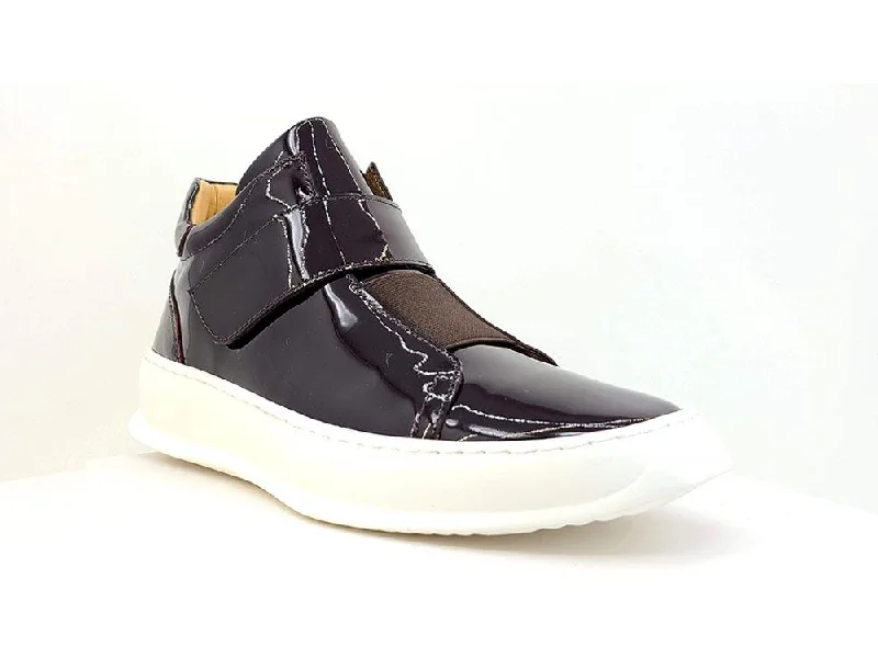Shiny Calfskin High Top Sneaker Burgundy Hip - Hop Sneaker Style  