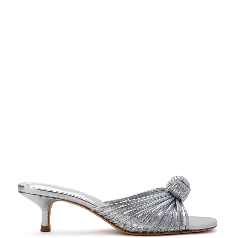 Valerie Mule In Silver Metallic Leather Zip - Up Boot Style  