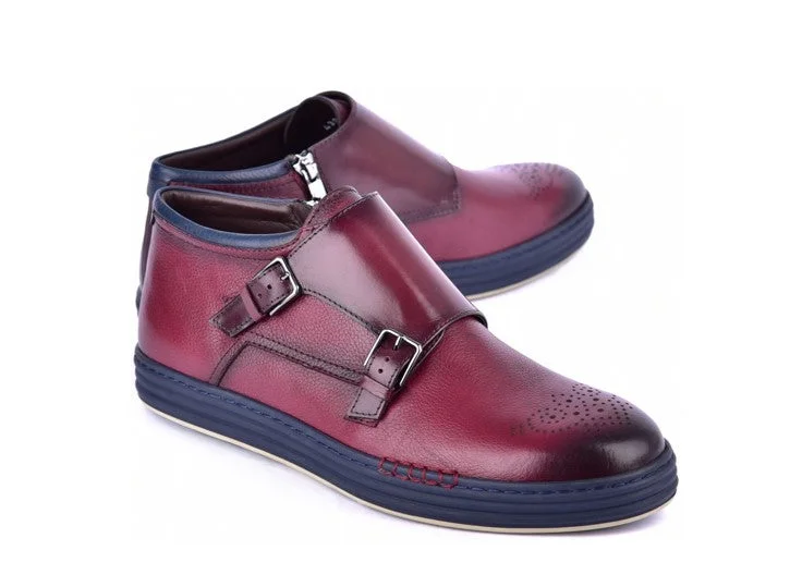 Style: 4302-Burgundy Metallic Trim Shoe Design  