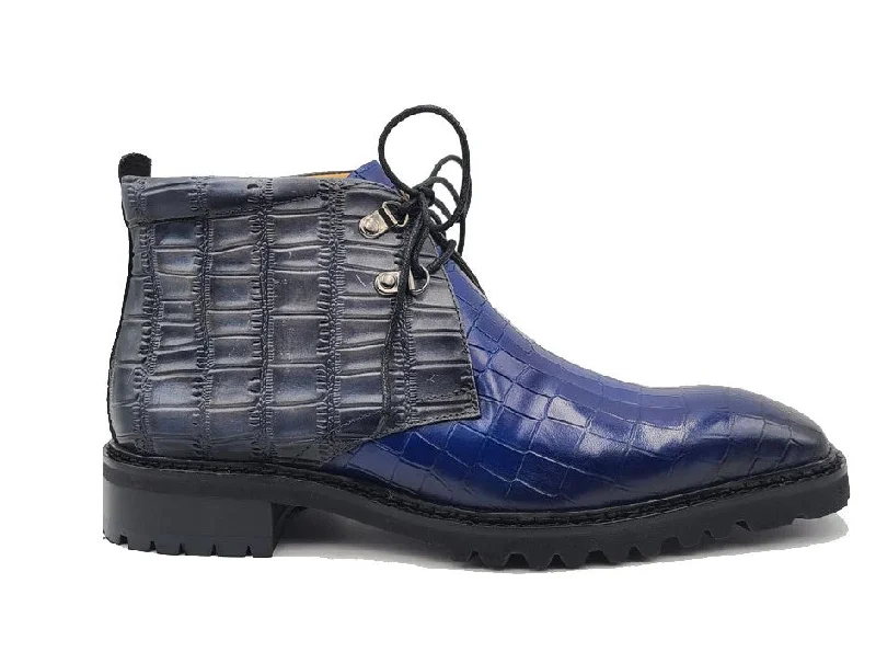 Style: 520-01T-Navy/Grey Camouflage Print Boot Style  