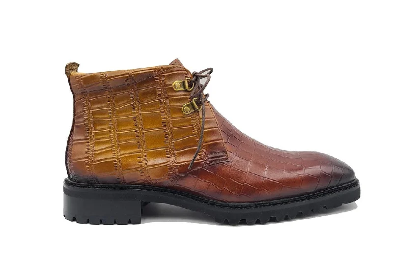 Style: 520-01T-Cognac/Brown Distressed Leather Shoe Style  