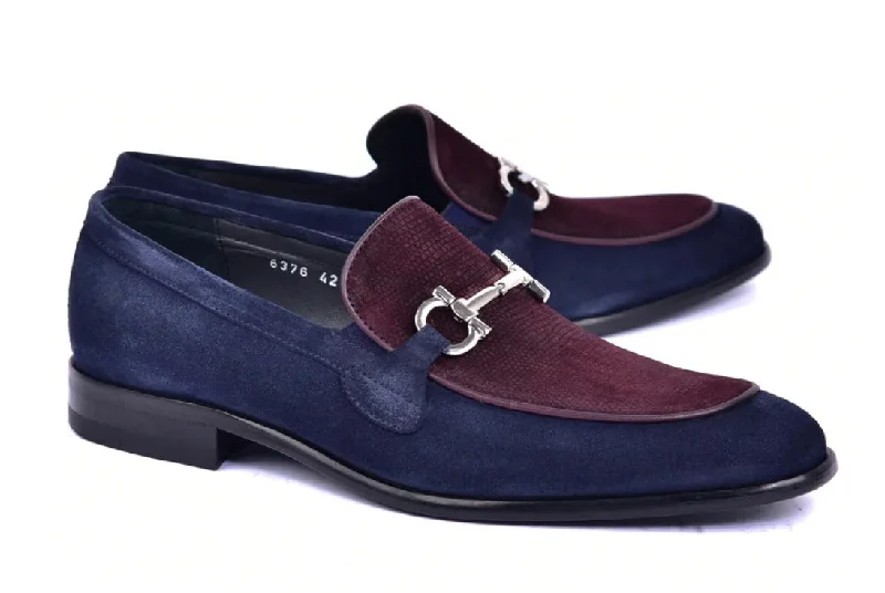 Style: 6376-Navy/Burgundy Artisan - Crafted Loafer Style  
