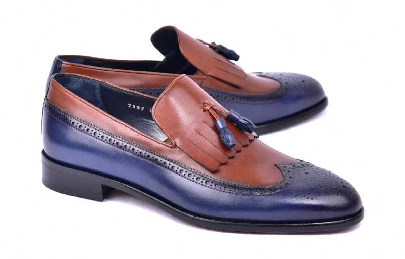 Style: 7397-Navy/Brown Wingtip Oxford Design 