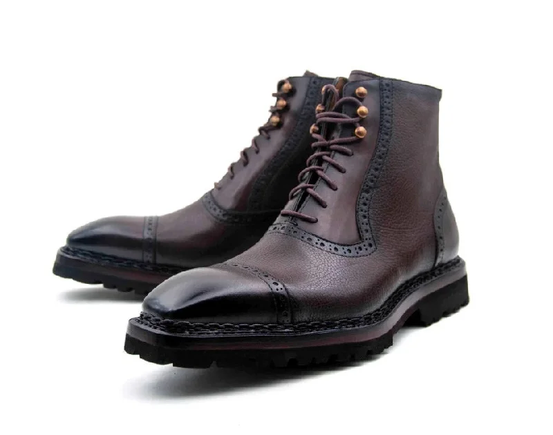 Style: David-Brown Metallic Trim Shoe Design  
