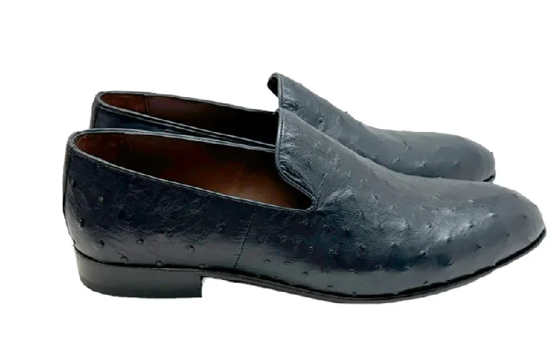 Style: Pelle Warren Ostrich P00059 Navy Embroidered Cowboy Boot Design  