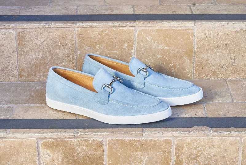Suede Slip-On Horsebit Loafer Sky/Blue Artisan - Crafted Loafer Style  