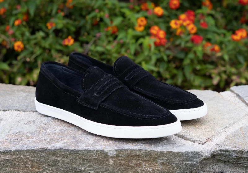 Suede Slip On Loafer Black Striped Shoe Style  