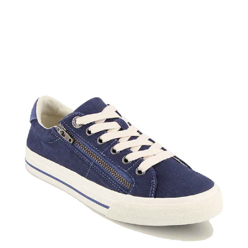 Taos Women's Z Soul Side Zip Canvas Lace Sneaker in Blue Indigo Buckle -