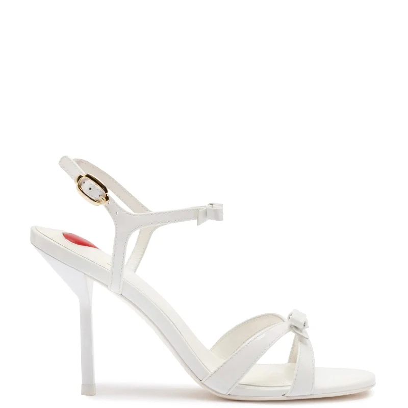Brooks Sandal In White Patent Leather Metallic Trim Shoe Design  