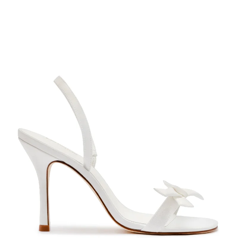 Larroudé x Markarian Bridal Sandal In White Satin Performance Running Sneaker Look  
