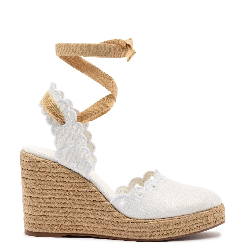 Poppy Espadrille In White Fabric Paisley Print Shoe Design  