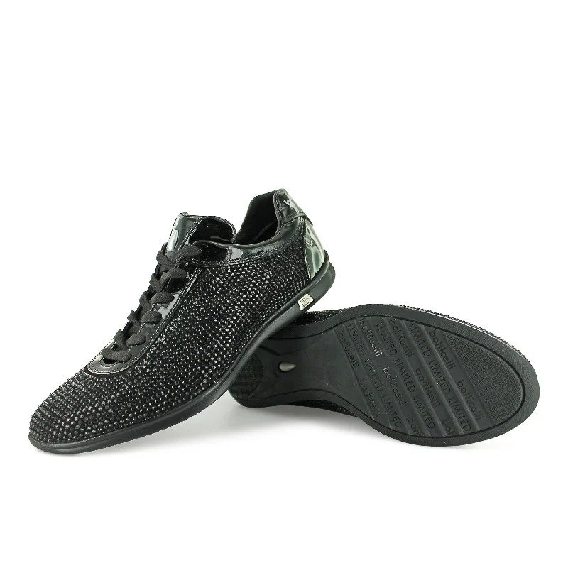 17242 - Black Crystal Distressed Leather Shoe Style  
