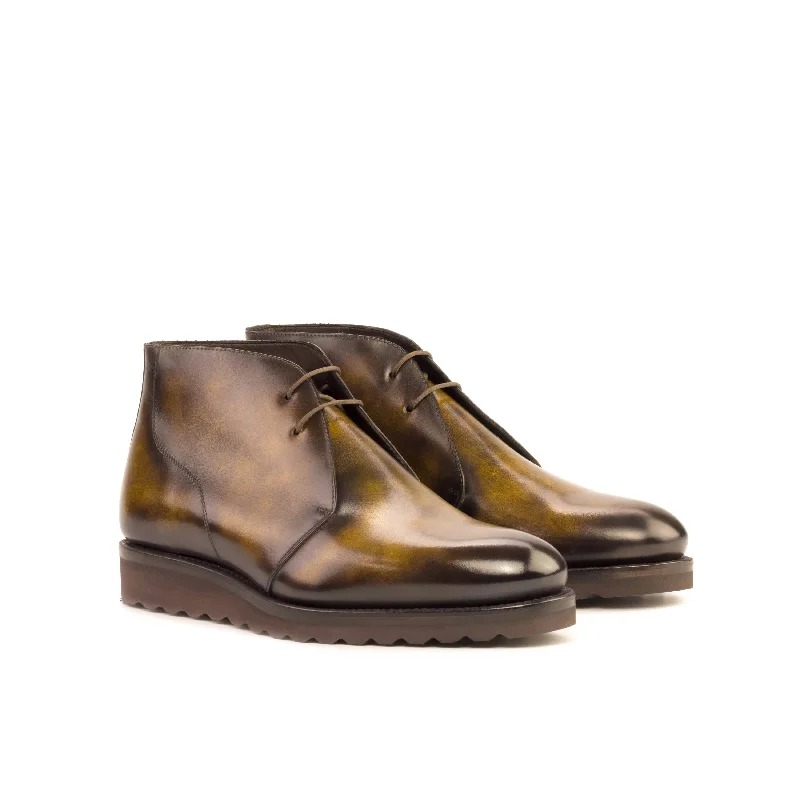 DapperFam Vivace in Tobacco Men's Hand-Painted Patina Chukka Artisan - Crafted Loafer Style  