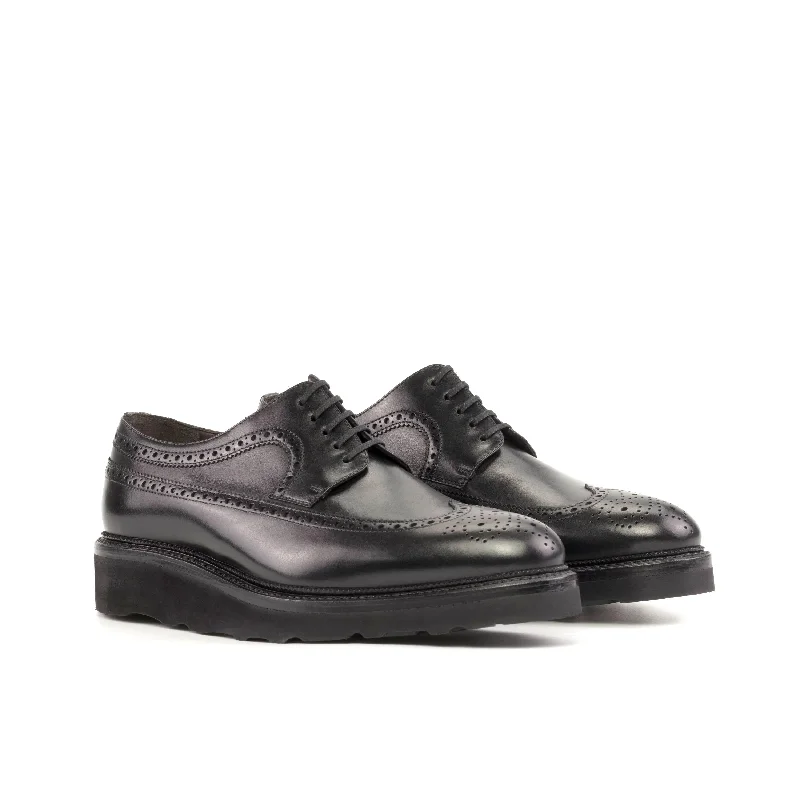 DapperFam Zephyr in Black Men's Italian Leather Longwing Blucher Comfortable Derby Style DapperFam Zephyr in Black Men's Italian Leather Longwing Blucher Comfortable Derby Style