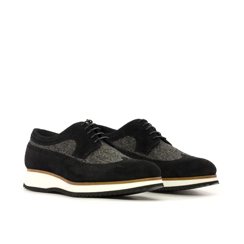 DapperFam Zephyr in Black / Nailhead Men's Sartorial & Lux Suede Longwing Blucher Leather Driving Shoe Style DapperFam Zephyr in Black / Nailhead Men's Sartorial & Lux Suede Longwing Blucher Leather Driving Shoe Style