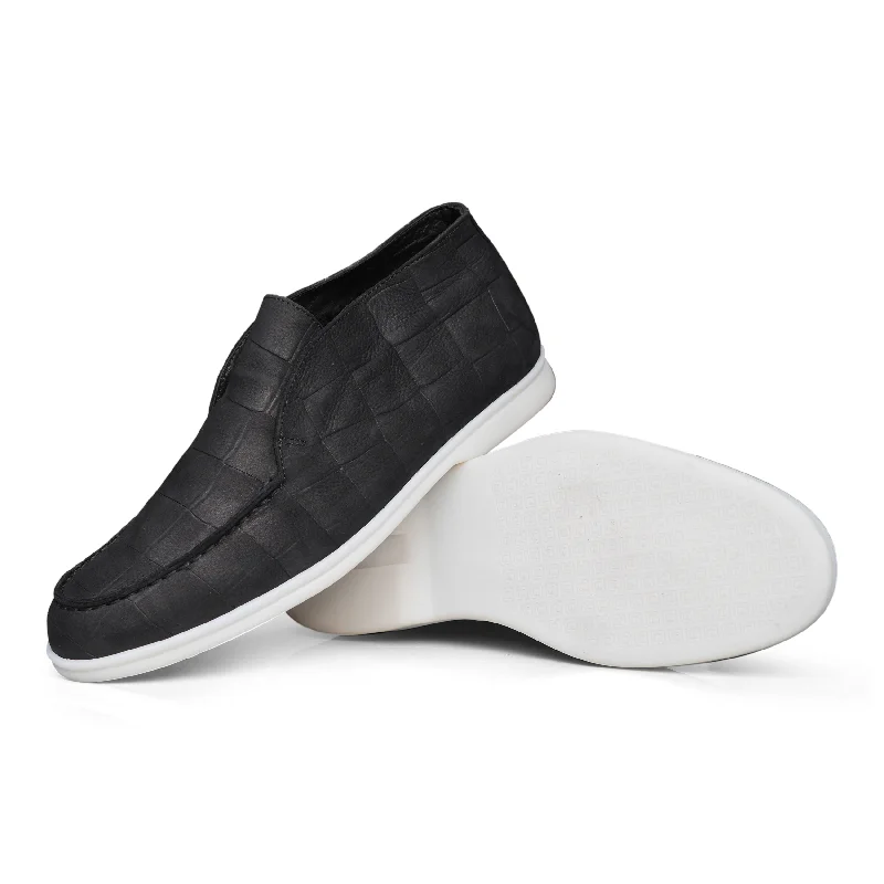 5514 - Black Croc Faux Fur Bespoke Shoe Aesthetic 