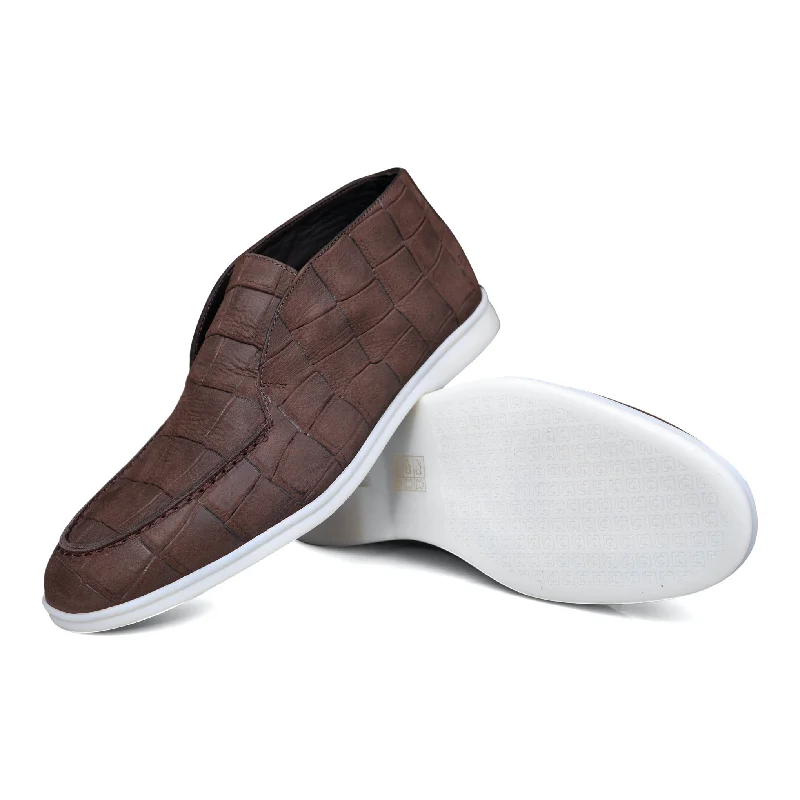 5514 - Brown Nubuck Moc Croc Wingtip Oxford Design 