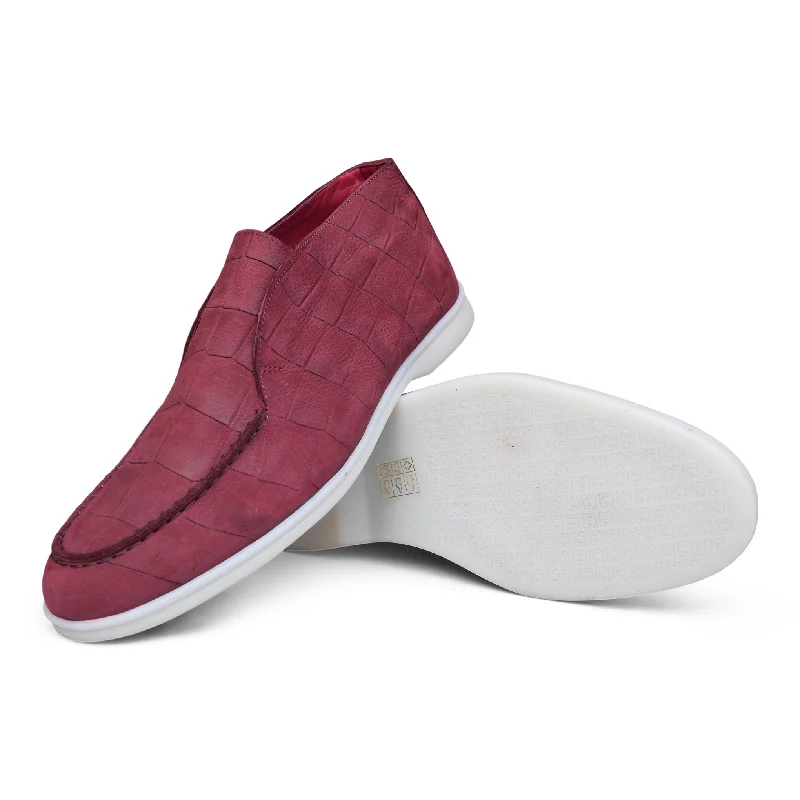 5514 - Burgundy Croc Faux Fur Smart - Shoe Functionality Style  