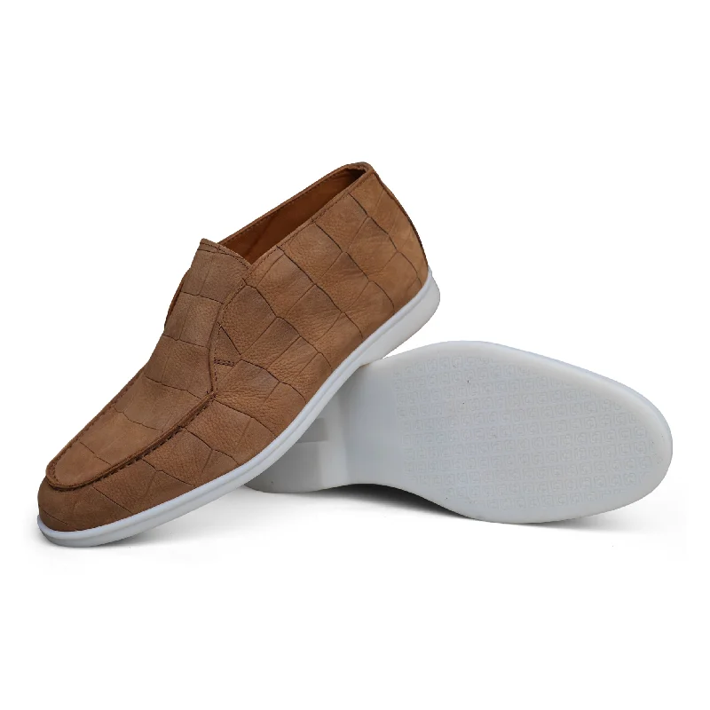 5514 - Tan Nubuck Moc Croc Dressy Chelsea Boot Style 