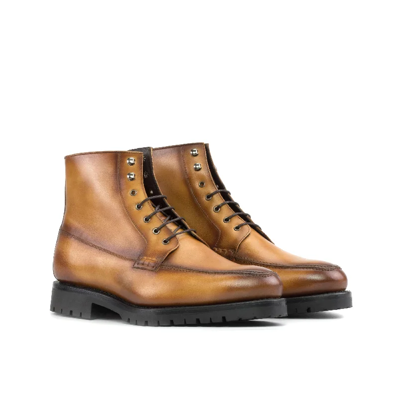 DapperFam Ryker in Cognac Men's Italian Leather Moc Boot Business Monk Strap Style  