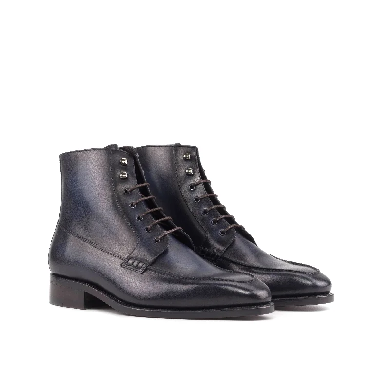 DapperFam Ryker in Navy Men's Italian Leather Moc Boot Ivy League - Inspired Derby Look DapperFam Ryker in Navy Men's Italian Leather Moc Boot Ivy League - Inspired Derby Look