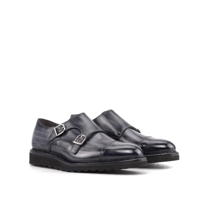 DapperFam Monaco in Grey Men's Hand-Painted Patina Double Monk Memory - Foam Slipper Look DapperFam Monaco in Grey Men's Hand-Painted Patina Double Monk Memory - Foam Slipper Look