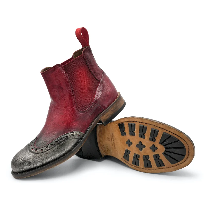 6541 -Safari Rosso Chelsea Brogue Lightweight Tennis Sneaker Look  