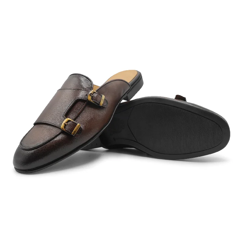 6548 - Classic Double Monk Leather Mule Bespoke Shoe Aesthetic 