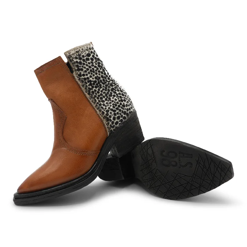 A55211 -Brandy Cheetah Zipped Ankle Boot Buckle -