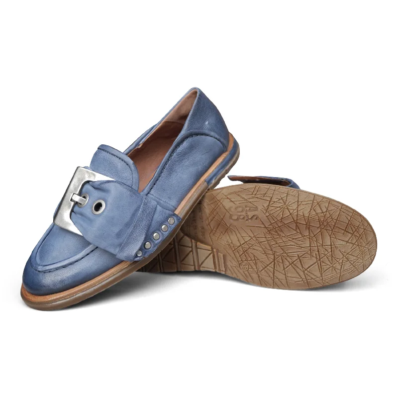 A74105 - Blue Buckled Loafer Dressy Chelsea Boot Style 