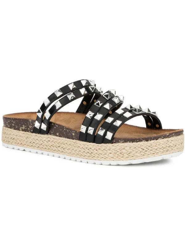 Amalfi Womens Faux Leather Footbed Flatform Sandals Ivy League Loafer Look 