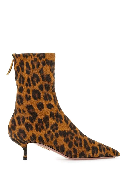 Aquazzura Women's Leopard Print Montmartre Boot Single - Buckle Monk Look  