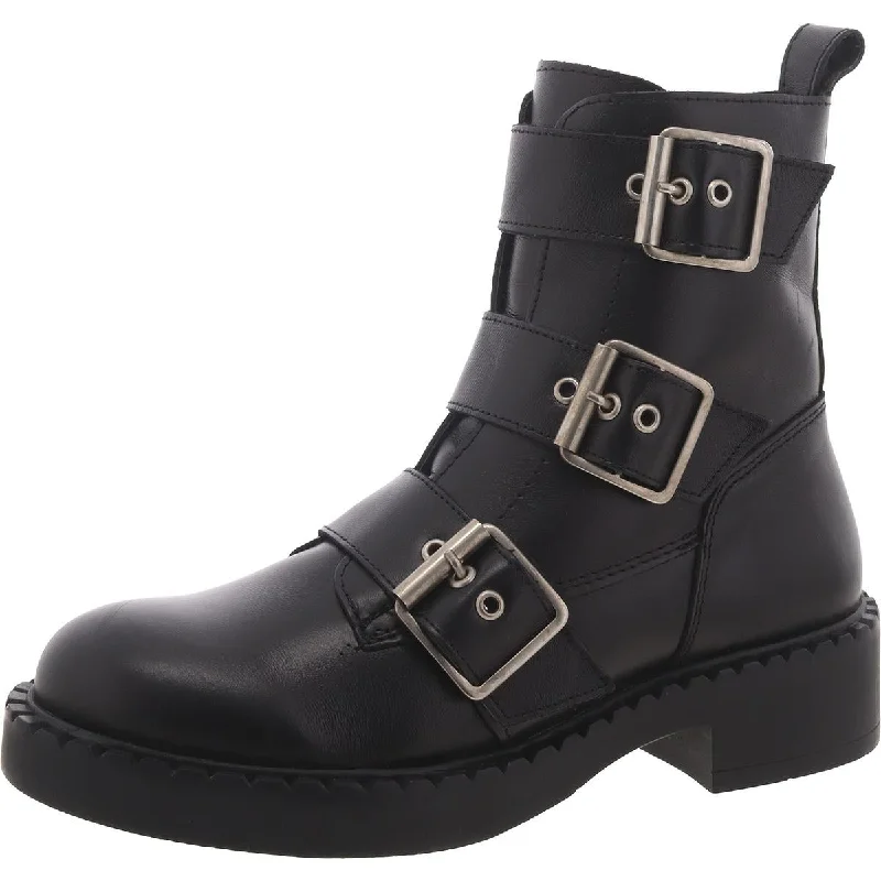 Arlette Womens Leather Block Heel Ankle Boots Strap - Up Sandal Resort Style  