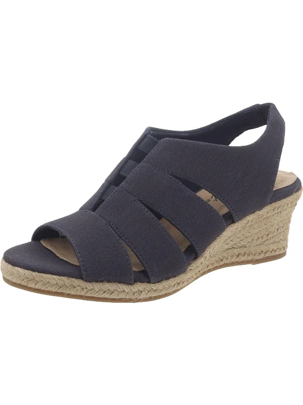 Aziza Womens Canvas Espadrille Wedge Sandals Two - Tone Shoe Design  