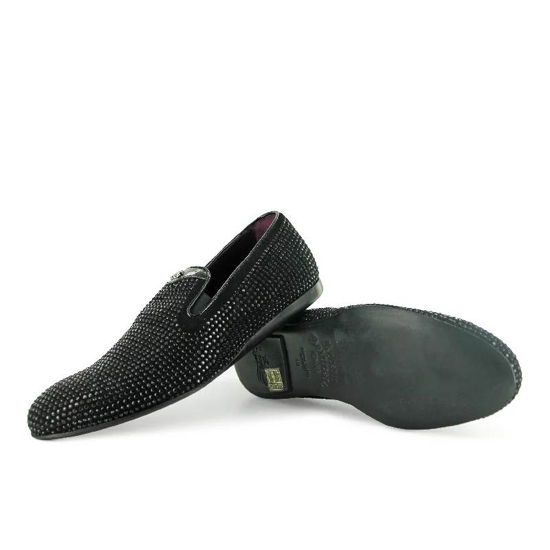 3206 - Black X Diamonte Inflatable Shoe Look 